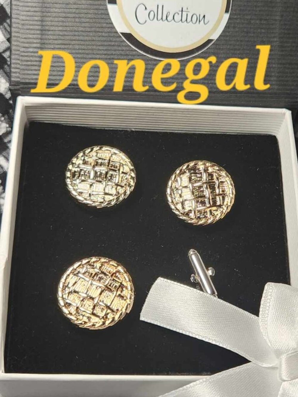 SADDLE BLANKET LINKS "DONEGAL" Goldtone for Horse Show NUMBERS NEW in box